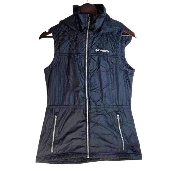 Columbia Jackets & Blazers - Columbia Mighty Lite Black Full Zip Hooded Nylon All Season Vest Size Small